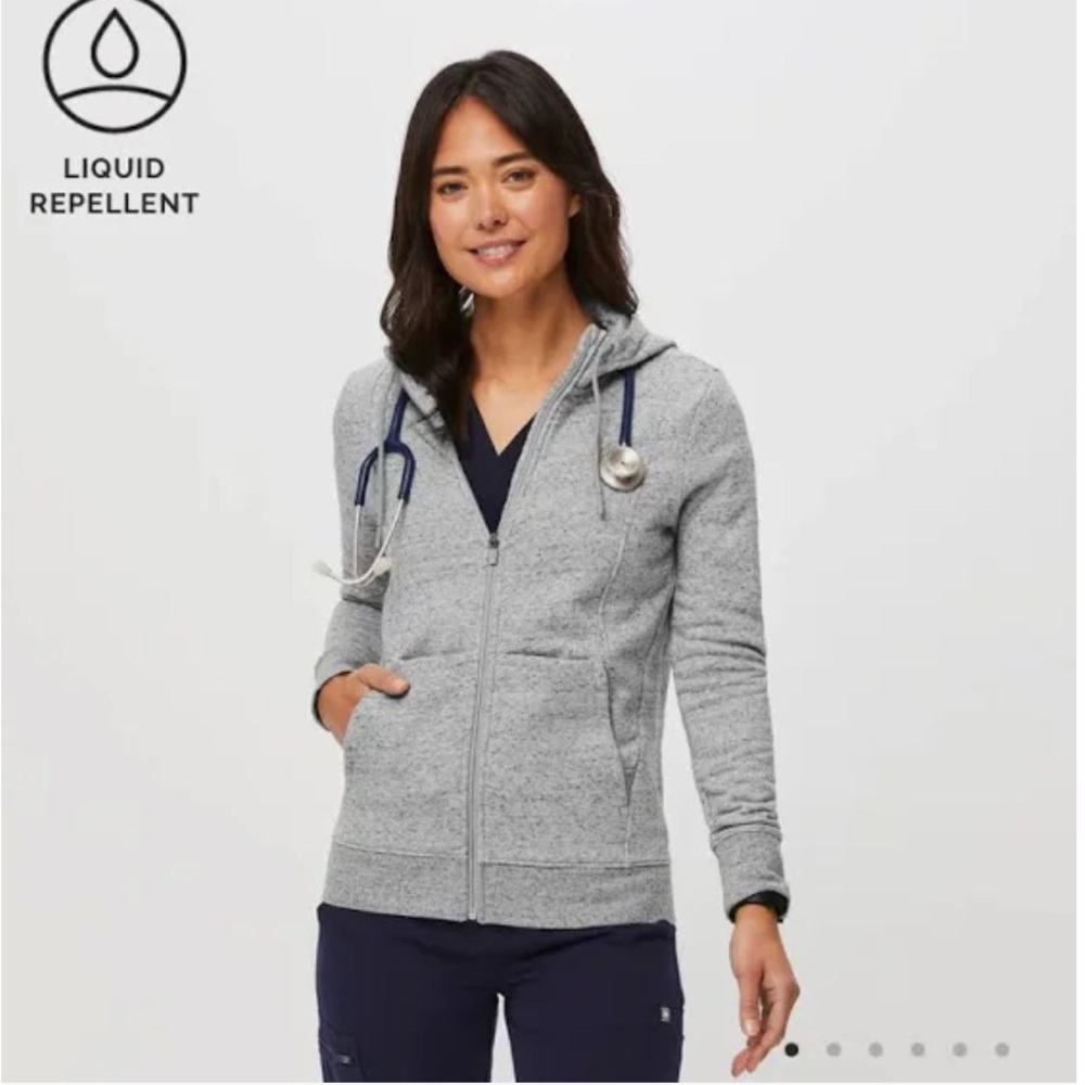 Figs Women's on-Shift Gray Zip-Up Hoodie